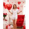 Ekouaer Womens Silk Satin Pajamas Set Short Sleeve Sleepwear Button Down Loungewear 2 Piece Pjs Shorts Set S-5X Plus Size(Puppy Love Valentines Print)