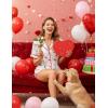 Ekouaer Womens Silk Satin Pajamas Set Short Sleeve Sleepwear Button Down Loungewear 2 Piece Pjs Shorts Set S-5X Plus Size(Puppy Love Valentines Print)