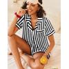 Ekouaer Womens Silk Satin Pajamas Sets 2 Piece Short Sleeve Sleepwear Button Down Top and Shorts Pjs Lounge Wear Sets(Black)