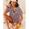 Ekouaer Womens Silk Satin Pajamas Sets 2 Piece Short Sleeve Sleepwear Button Down Top and Shorts Pjs Lounge Wear Sets(Black Pink)
