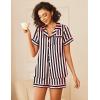 Ekouaer Womens Silk Satin Pajamas Sets 2 Piece Short Sleeve Sleepwear Button Down Top and Shorts Pjs Lounge Wear Sets(Black Pink)