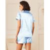 Ekouaer Womens Silk Satin Pajamas Sets 2 Piece Short Sleeve Sleepwear Button Down Top and Shorts Pjs Lounge Wear Sets(Blue Leopard)