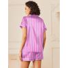 Ekouaer Womens Silk Satin Pajamas Sets 2 Piece Short Sleeve Sleepwear Button Down Top and Shorts Pjs Lounge Wear Sets(Blue Purple)