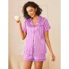 Ekouaer Womens Silk Satin Pajamas Sets 2 Piece Short Sleeve Sleepwear Button Down Top and Shorts Pjs Lounge Wear Sets(Blue Purple)