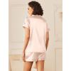 Ekouaer Womens Silk Satin Pajamas Sets 2 Piece Short Sleeve Sleepwear Button Down Top and Shorts Pjs Lounge Wear Sets(Champagne)