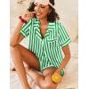 Ekouaer Womens Silk Satin Pajamas Sets 2 Piece Short Sleeve Sleepwear Button Down Top and Shorts Pjs Lounge Wear Sets(Green)