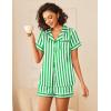 Ekouaer Womens Silk Satin Pajamas Sets 2 Piece Short Sleeve Sleepwear Button Down Top and Shorts Pjs Lounge Wear Sets(Green)