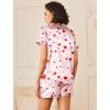 Ekouaer Womens Silk Satin Pajamas Sets 2 Piece Short Sleeve Sleepwear Button Down Top and Shorts Pjs Lounge Wear Sets(Heart Print)