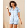 Ekouaer Womens Silk Satin Pajamas Sets 2 Piece Short Sleeve Sleepwear Button Down Top and Shorts Pjs Lounge Wear Sets(Light Blue)