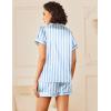 Ekouaer Womens Silk Satin Pajamas Sets 2 Piece Short Sleeve Sleepwear Button Down Top and Shorts Pjs Lounge Wear Sets(Light Blue)