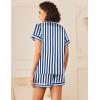 Ekouaer Womens Silk Satin Pajamas Sets 2 Piece Short Sleeve Sleepwear Button Down Top and Shorts Pjs Lounge Wear Sets(Navy)