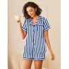 Ekouaer Womens Silk Satin Pajamas Sets 2 Piece Short Sleeve Sleepwear Button Down Top and Shorts Pjs Lounge Wear Sets(Navy)
