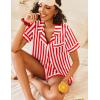 Ekouaer Womens Silk Satin Pajamas Sets 2 Piece Short Sleeve Sleepwear Button Down Top and Shorts Pjs Lounge Wear Sets(Red)