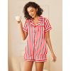 Ekouaer Womens Silk Satin Pajamas Sets 2 Piece Short Sleeve Sleepwear Button Down Top and Shorts Pjs Lounge Wear Sets(Red)