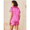 Ekouaer Womens Silk Satin Pajamas Sets 2 Piece Short Sleeve Sleepwear Button Down Top and Shorts Pjs Lounge Wear Sets(Rose Leopard)