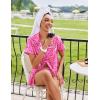 Ekouaer Womens Silk Satin Pajamas Sets 2 Piece Short Sleeve Sleepwear Button Down Top and Shorts Pjs Lounge Wear Sets(Rose Leopard)