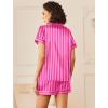 Ekouaer Womens Silk Satin Pajamas Sets 2 Piece Short Sleeve Sleepwear Button Down Top and Shorts Pjs Lounge Wear Sets(Rose Red)