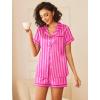 Ekouaer Womens Silk Satin Pajamas Sets 2 Piece Short Sleeve Sleepwear Button Down Top and Shorts Pjs Lounge Wear Sets(Rose Red)