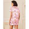 Ekouaer Womens Silk Satin Pajamas Sets 2 Piece Short Sleeve Sleepwear Button Down Top and Shorts Pjs Lounge Wear Sets(Teddy Cherry Print)