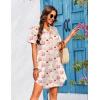 Ekouaer Women’s Sleepshirts Satin Silk Nightgown Short Sleeve Sleepwear Casual Print Sleepdress Boyfriend Pajamas Nightshirt(Apricot Teddy)