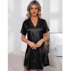 Ekouaer Women’s Sleepshirts Satin Silk Nightgown Short Sleeve Sleepwear Casual Print Sleepdress Boyfriend Pajamas Nightshirt(Black)