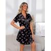 Ekouaer Women’s Sleepshirts Satin Silk Nightgown Short Sleeve Sleepwear Casual Print Sleepdress Boyfriend Pajamas Nightshirt(Black With Butterflies)