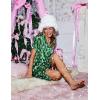 Ekouaer Women’s Sleepshirts Satin Silk Nightgown Short Sleeve Sleepwear Casual Print Sleepdress Boyfriend Pajamas Nightshirt(Green Teddy)