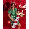 Ekouaer Women’s Sleepshirts Satin Silk Nightgown Short Sleeve Sleepwear Casual Print Sleepdress Boyfriend Pajamas Nightshirt(Green Teddy)