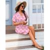 Ekouaer Women’s Sleepshirts Satin Silk Nightgown Short Sleeve Sleepwear Casual Print Sleepdress Boyfriend Pajamas Nightshirt(Pink Bow)