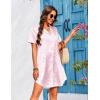 Ekouaer Women’s Sleepshirts Satin Silk Nightgown Short Sleeve Sleepwear Casual Print Sleepdress Boyfriend Pajamas Nightshirt(Pink Leopard)
