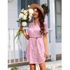 Ekouaer Women’s Sleepshirts Satin Silk Nightgown Short Sleeve Sleepwear Casual Print Sleepdress Boyfriend Pajamas Nightshirt(Pink Teddy)