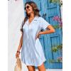 Ekouaer Women’s Sleepshirts Satin Silk Nightgown Short Sleeve Sleepwear Casual Print Sleepdress Boyfriend Pajamas Nightshirt(Striped Blue)
