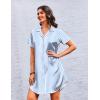 Ekouaer Women’s Sleepshirts Satin Silk Nightgown Short Sleeve Sleepwear Casual Print Sleepdress Boyfriend Pajamas Nightshirt(Striped Blue)