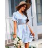 Ekouaer Women’s Sleepshirts Satin Silk Nightgown Short Sleeve Sleepwear Casual Print Sleepdress Boyfriend Pajamas Nightshirt(Striped Blue)