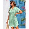 Ekouaer Women’s Sleepshirts Satin Silk Nightgown Short Sleeve Sleepwear Casual Print Sleepdress Boyfriend Pajamas Nightshirt(Striped Green)