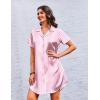 Ekouaer Women’s Sleepshirts Satin Silk Nightgown Short Sleeve Sleepwear Casual Print Sleepdress Boyfriend Pajamas Nightshirt(Striped Pink)