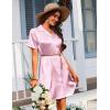 Ekouaer Women’s Sleepshirts Satin Silk Nightgown Short Sleeve Sleepwear Casual Print Sleepdress Boyfriend Pajamas Nightshirt(Striped Pink)