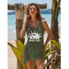 Ekouaer Women’s Sleeveless Swimwear Coverups T-Shirt Beach Dress Tank Bikini Cover Up with Print(A-army Green)