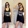 Ekouaer Women’s Sleeveless Swimwear Coverups T-Shirt Beach Dress Tank Bikini Cover Up with Print(A-black)