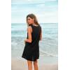 Ekouaer Women’s Sleeveless Swimwear Coverups T-Shirt Beach Dress Tank Bikini Cover Up with Print(A-black-coconut Palm2)