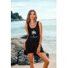 Ekouaer Women’s Sleeveless Swimwear Coverups T-Shirt Beach Dress Tank Bikini Cover Up with Print(A-black-coconut Palm2)