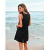 Ekouaer Women’s Sleeveless Swimwear Coverups T-Shirt Beach Dress Tank Bikini Cover Up with Print(A-black_glasses)