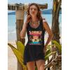 Ekouaer Women’s Sleeveless Swimwear Coverups T-Shirt Beach Dress Tank Bikini Cover Up with Print(A-black-tropical Trees)