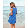 Ekouaer Women’s Sleeveless Swimwear Coverups T-Shirt Beach Dress Tank Bikini Cover Up with Print(A-blue-coconut Palm)
