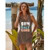 Ekouaer Women’s Sleeveless Swimwear Coverups T-Shirt Beach Dress Tank Bikini Cover Up with Print(A-brown-coconut Palm)