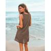 Ekouaer Women’s Sleeveless Swimwear Coverups T-Shirt Beach Dress Tank Bikini Cover Up with Print(A-brown-coconut Palm)