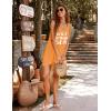 Ekouaer Women’s Sleeveless Swimwear Coverups T-Shirt Beach Dress Tank Bikini Cover Up with Print(A-orange)
