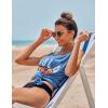 Ekouaer Women’s Sleeveless Swimwear Coverups T-Shirt Beach Dress Tank Bikini Cover Up with Print(A-sea Blue)