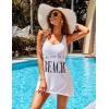 Ekouaer Women’s Sleeveless Swimwear Coverups T-Shirt Beach Dress Tank Bikini Cover Up with Print(A-white)
