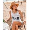 Ekouaer Women’s Sleeveless Swimwear Coverups T-Shirt Beach Dress Tank Bikini Cover Up with Print(A-white)